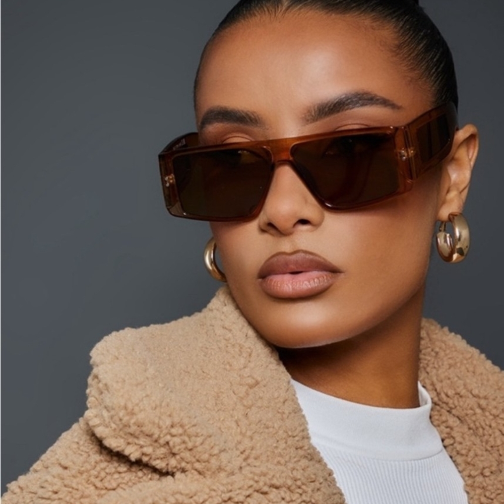 PrettyLittleThing Toffee Flat Top Transparent Visor Sunglasses